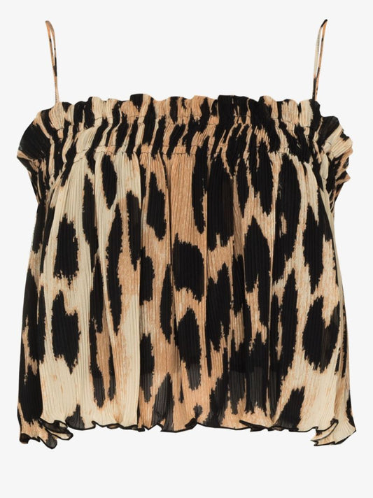 Leopard Print Pleated Camisole