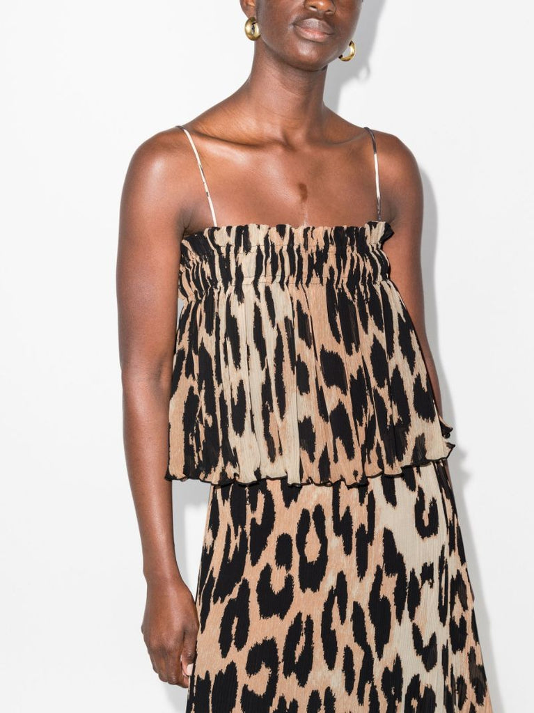 Leopard Print Pleated Camisole