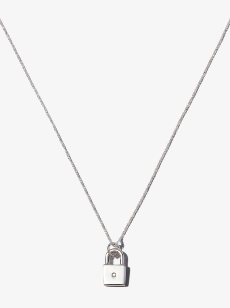 Sterling Silver Padlock Diamond Necklace