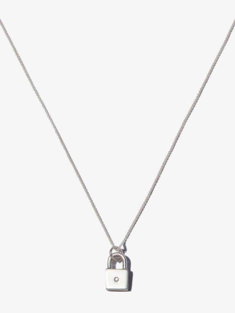 Sterling Silver Padlock Diamond Necklace