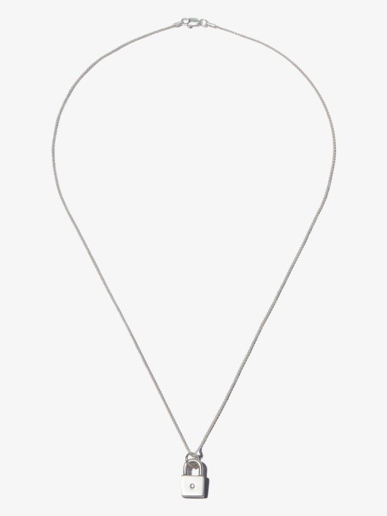 Sterling Silver Padlock Diamond Necklace