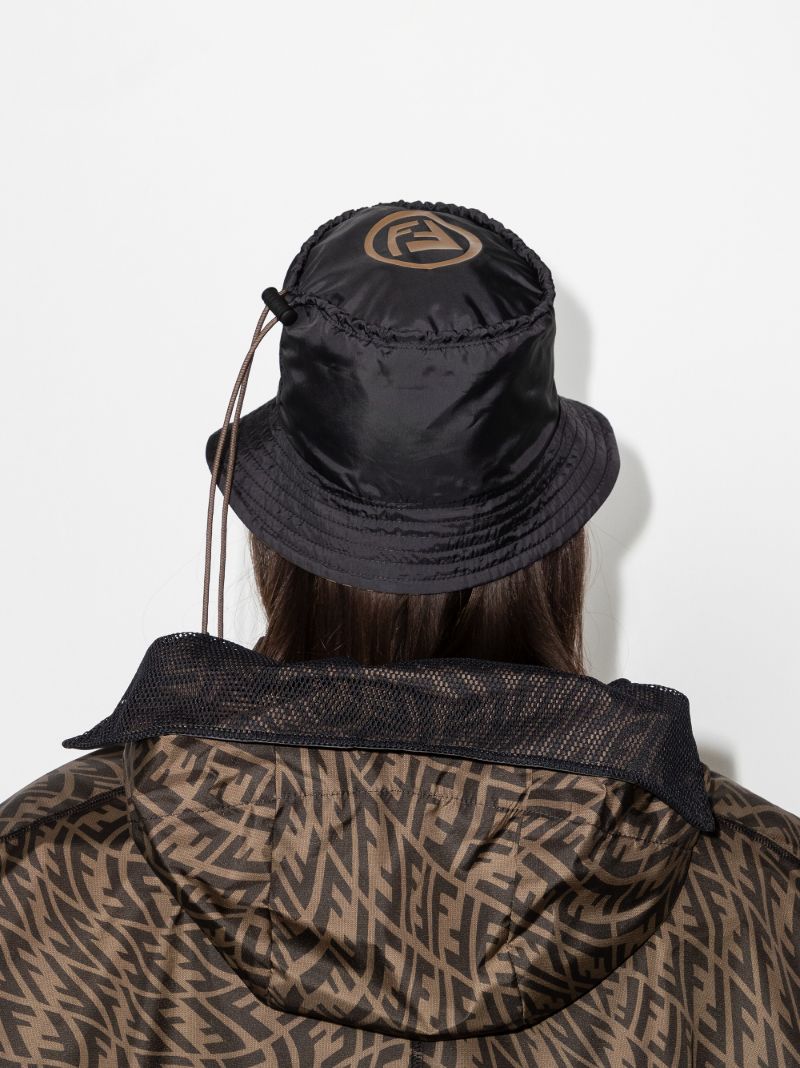 Black Reversible Ff Logo Print Bucket Hat