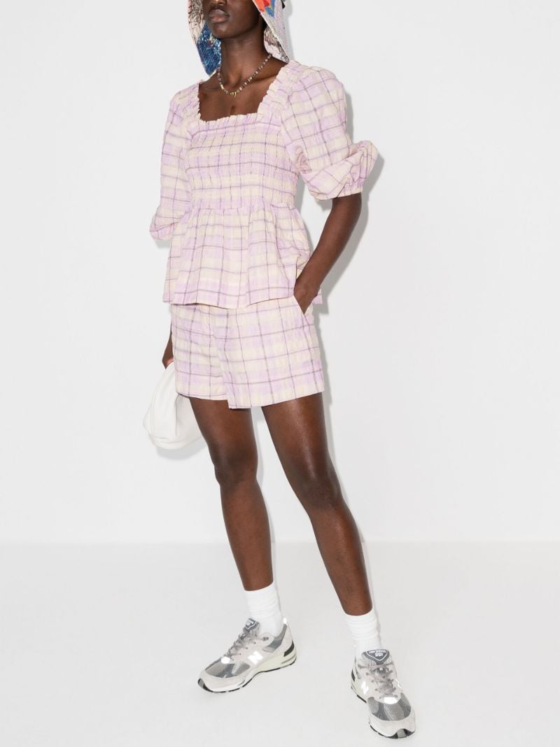 Pink Checked Seersucker Blouse