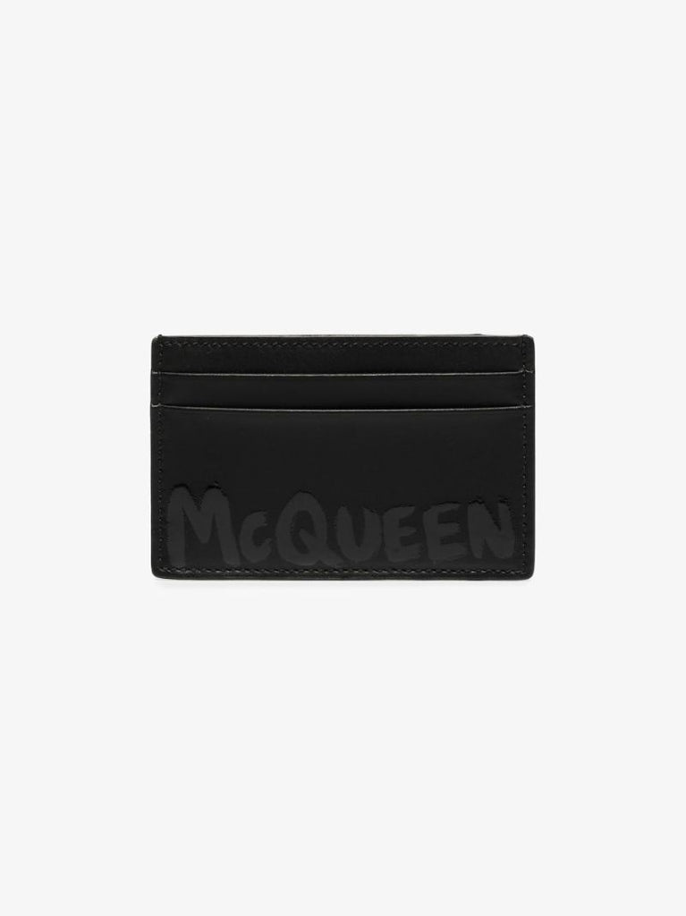 Black Graffiti Logo Leather Card Holder