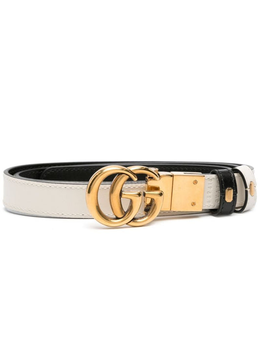 Black and White Gg Marmont Reversible Leather Belt