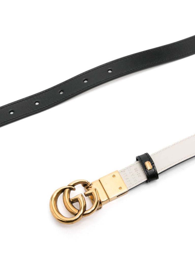 Black and White Gg Marmont Reversible Leather Belt
