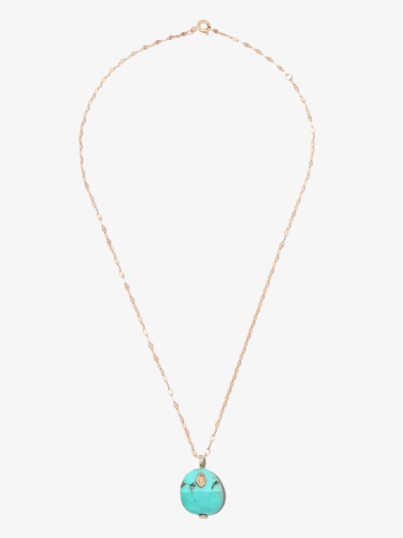 9k Yellow Gold Arles Turquoise Diamond Necklace