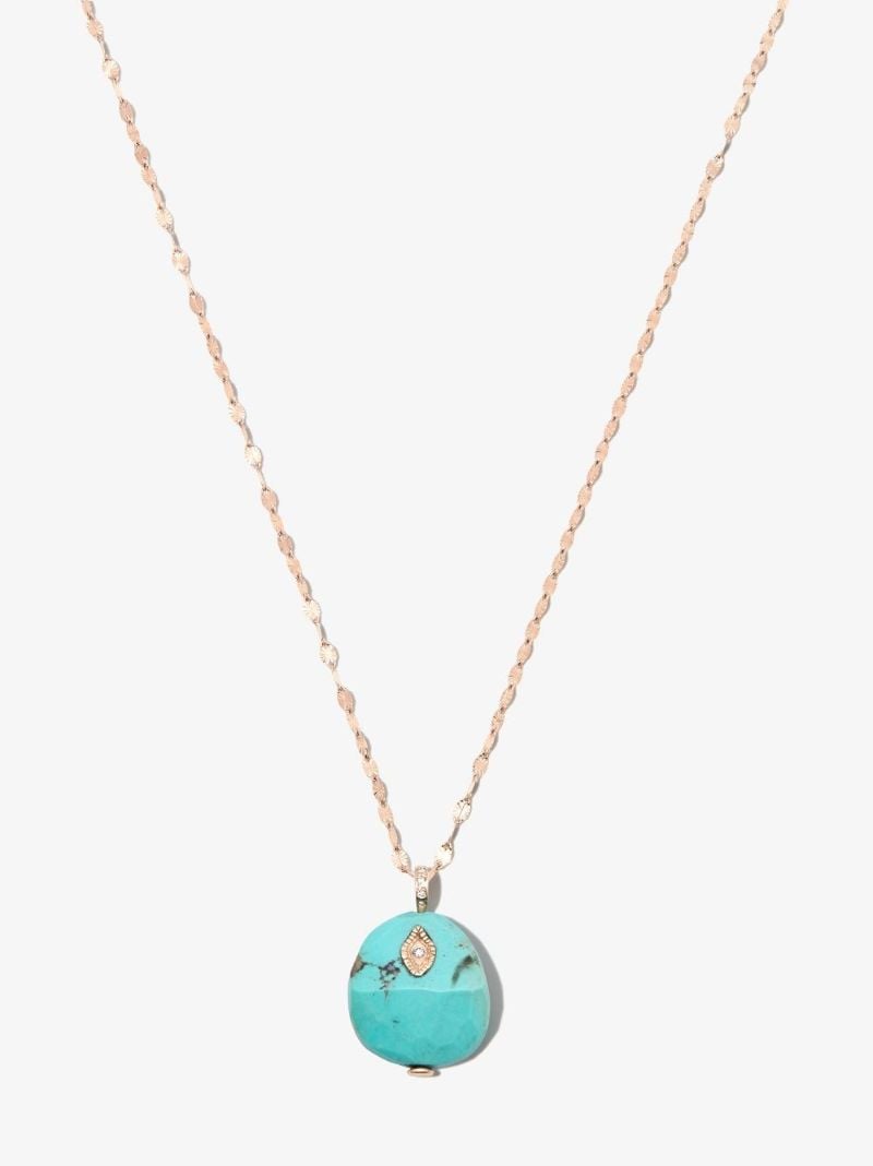 9k Yellow Gold Arles Turquoise Diamond Necklace