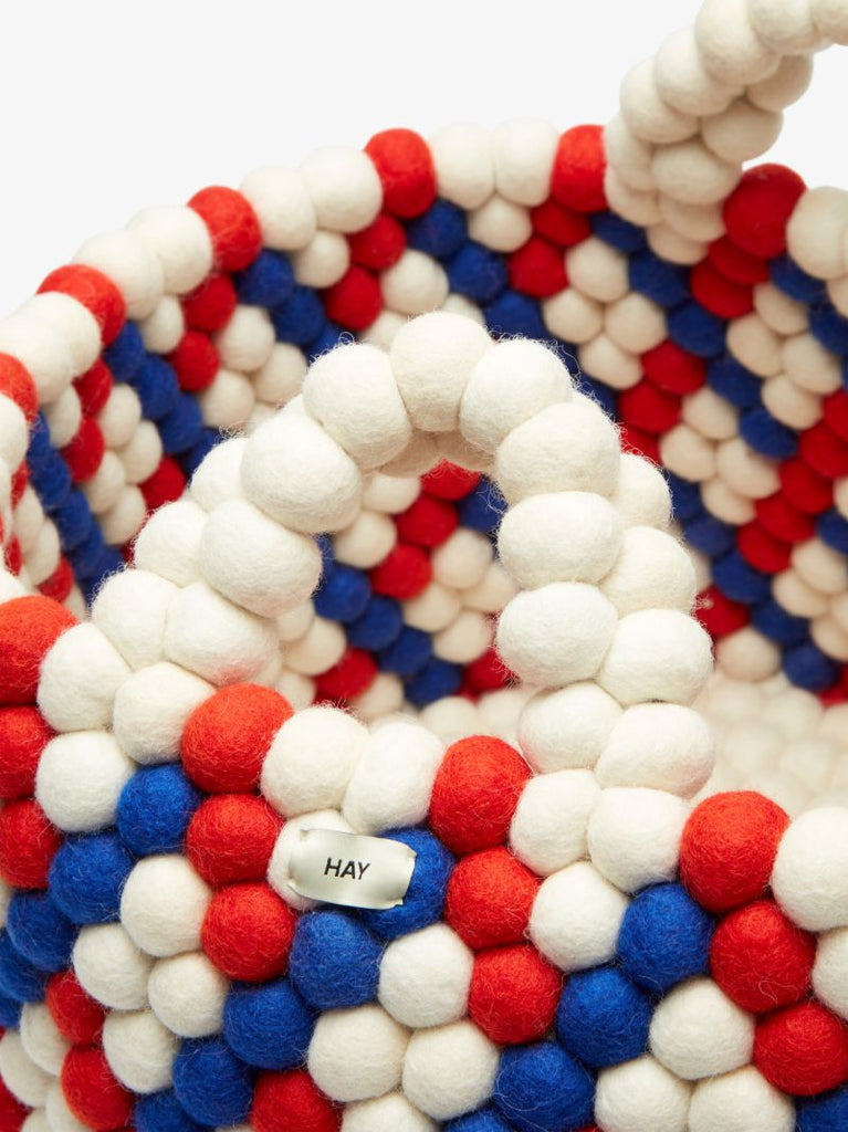 Red, White and Blue Bead Wool Basket