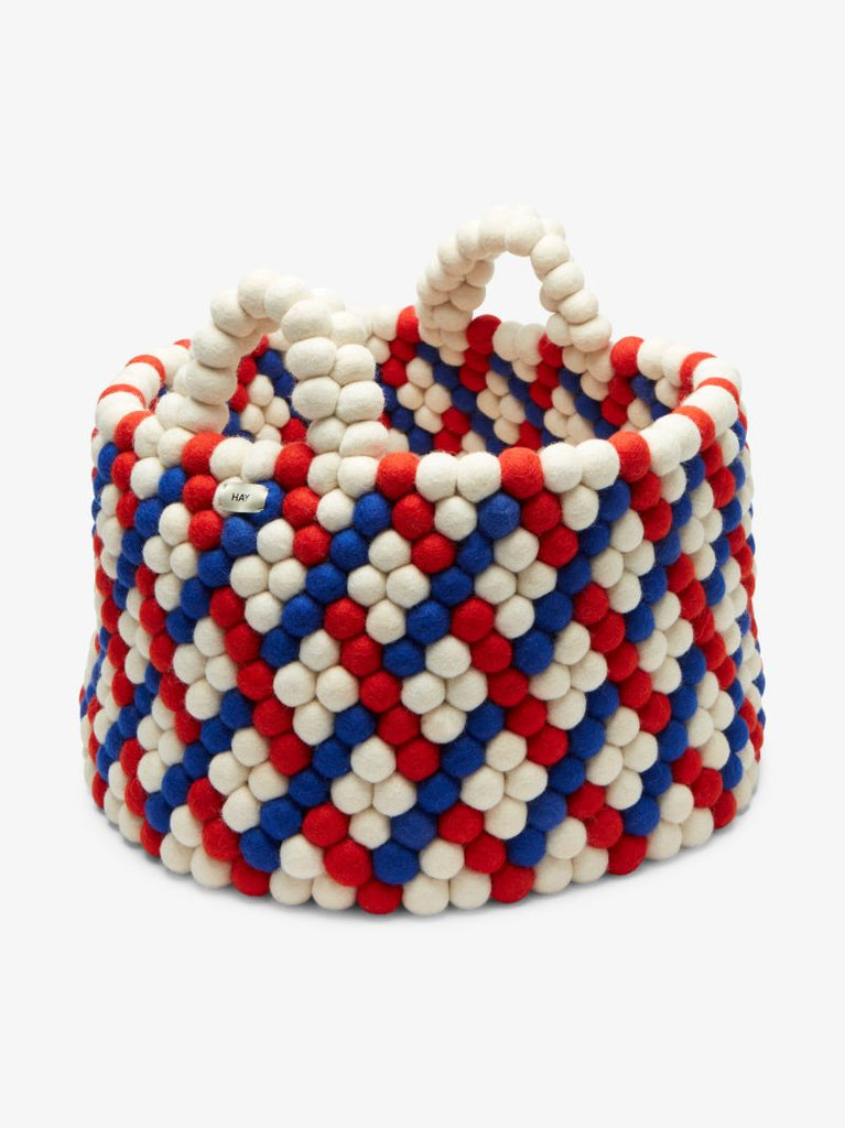 Red, White and Blue Bead Wool Basket