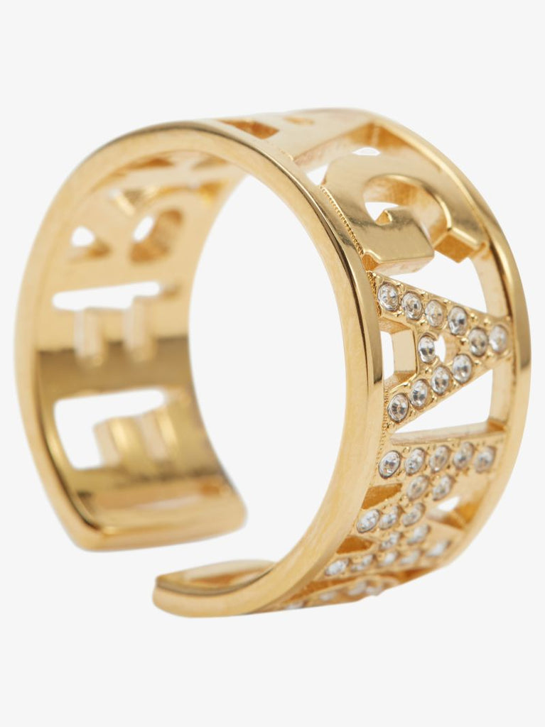 Gold-plated Crystal Logo Letter Ring