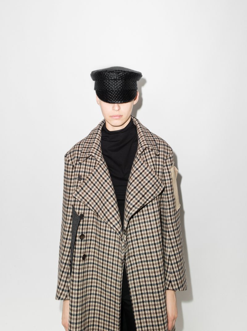 Black Leather Baker Boy Hat