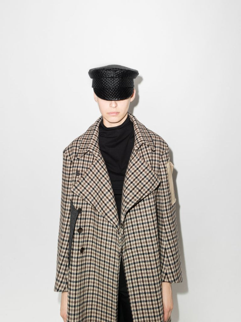 Black Leather Baker Boy Hat