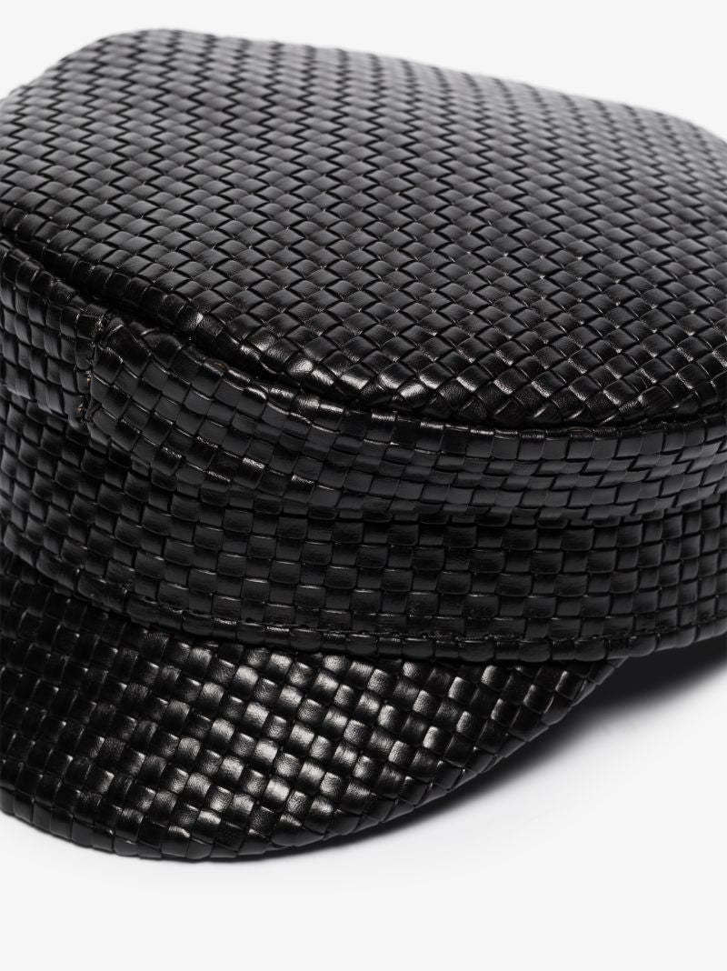 Black Leather Baker Boy Hat