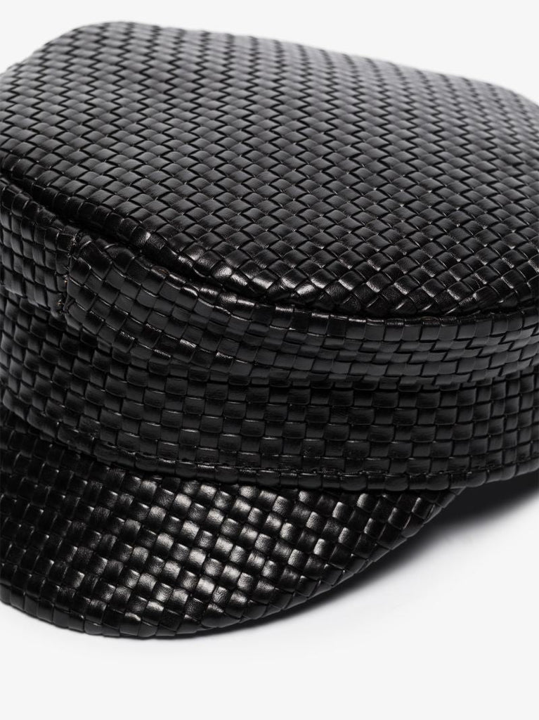 Black Leather Baker Boy Hat