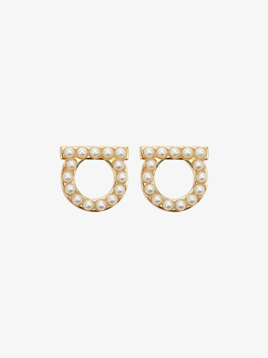 Gold-plated Gancini Pearl Stud Earrings