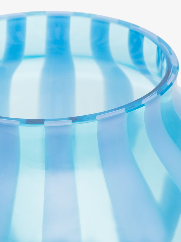 Blue Juice Wide Striped Glass Vase