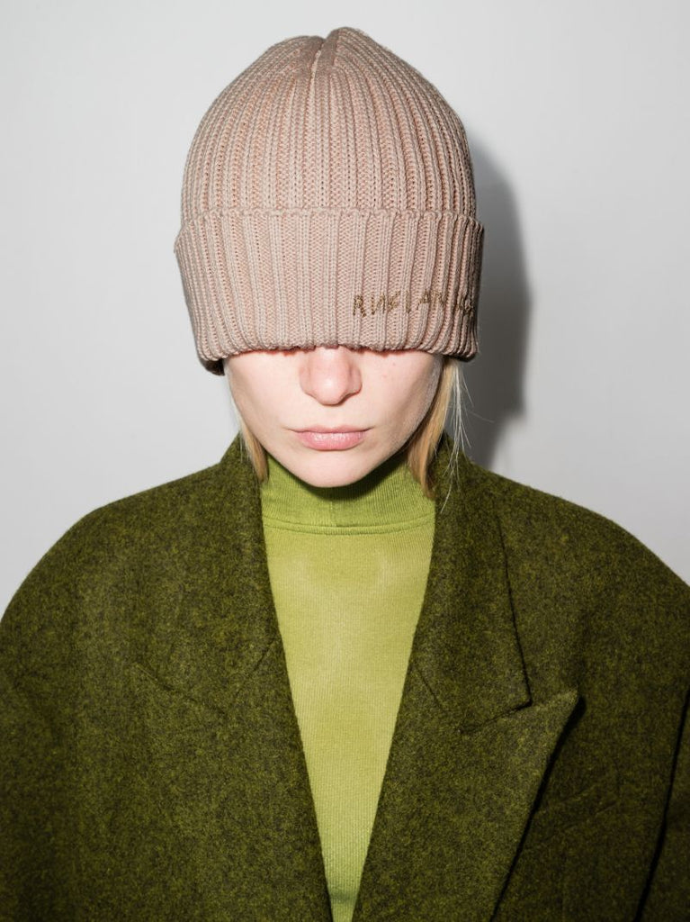 Neutral Ribbed Cotton Beanie Hat