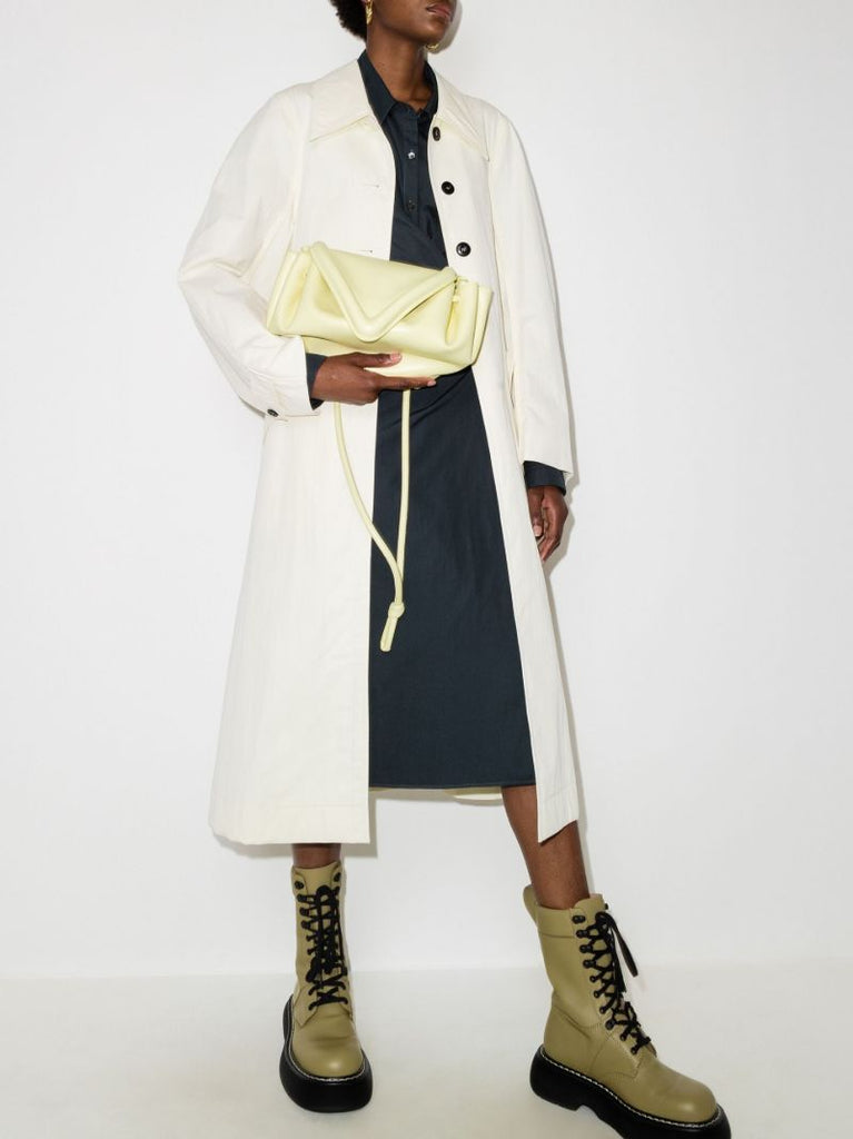 Cream Beak Medium Leather Cross Body Bag