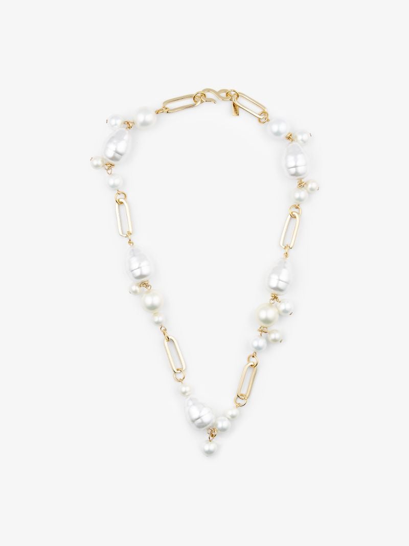Gold-plated Pearl Chain Necklace