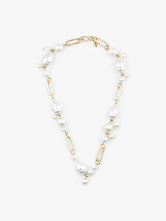 Gold-plated Pearl Chain Necklace