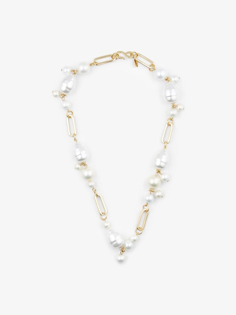 Gold-plated Pearl Chain Necklace