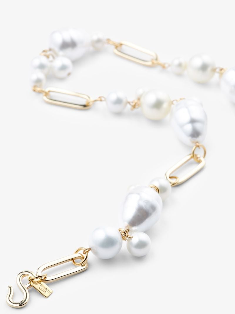 Gold-plated Pearl Chain Necklace