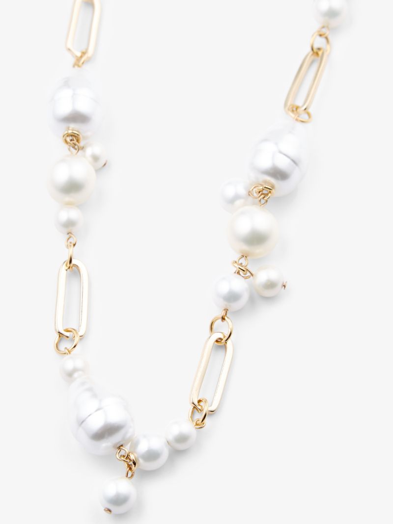 Gold-plated Pearl Chain Necklace