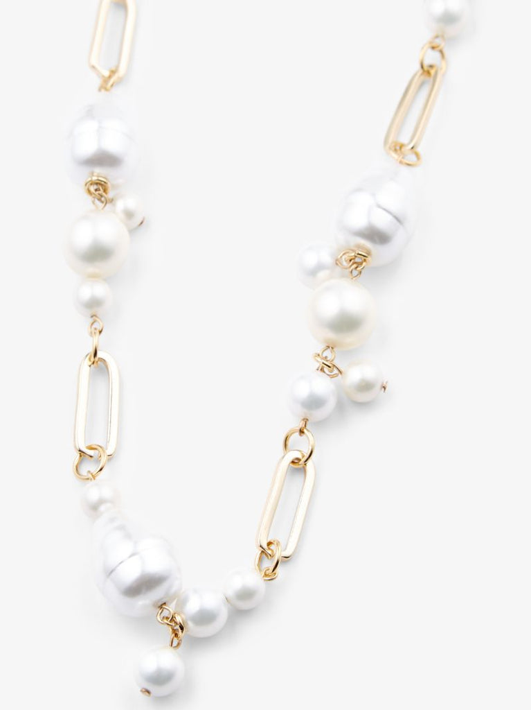 Gold-plated Pearl Chain Necklace