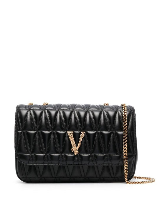 Black Virtus Quilted Shoulder Bag