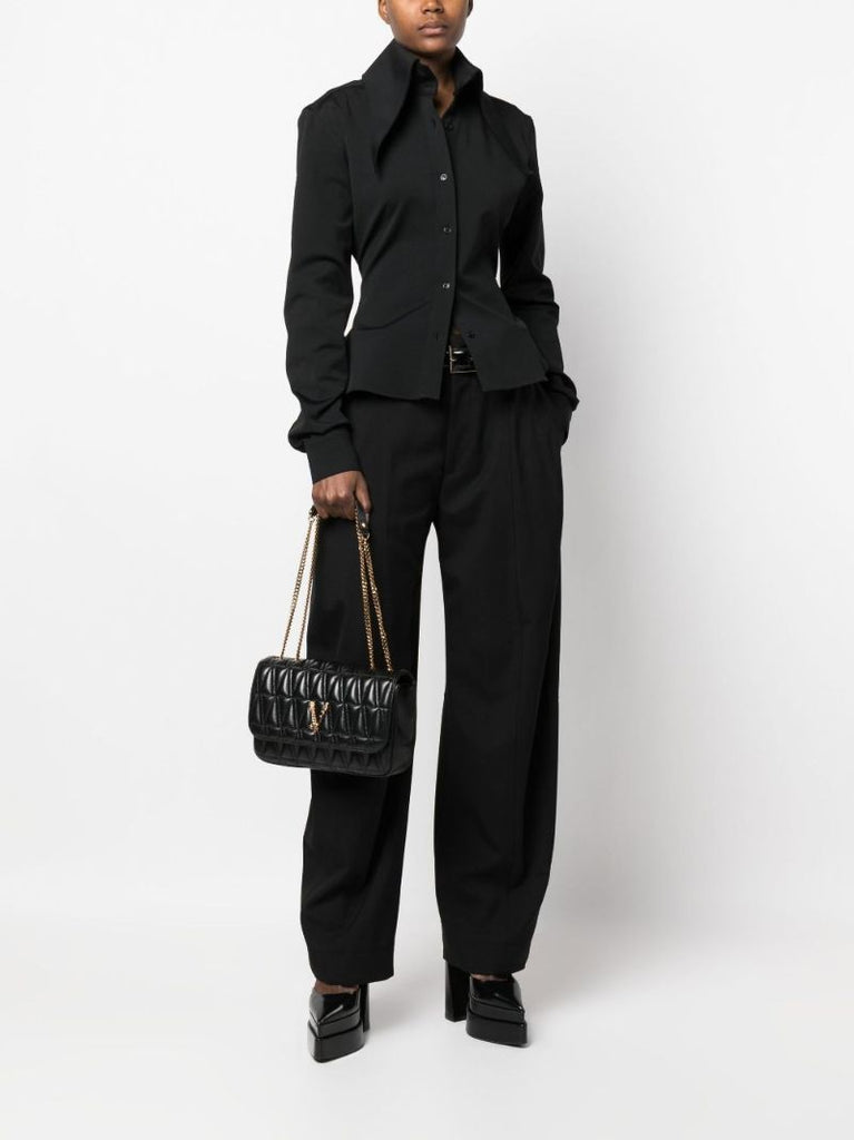 Black Virtus Quilted Shoulder Bag