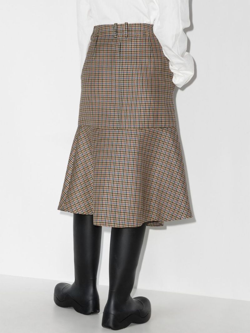 Naomi Houndstooth Wool Midi Skirt