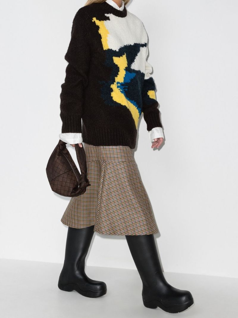 Naomi Houndstooth Wool Midi Skirt