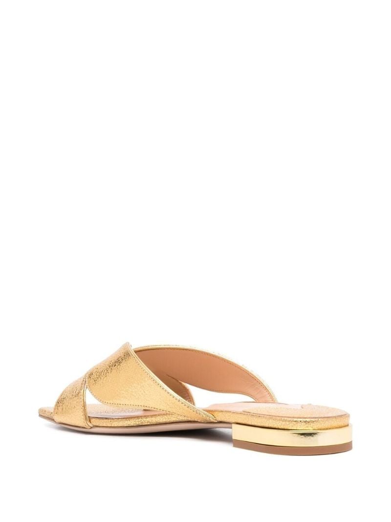 Gold Rita Metallic Leather Flat Sandals