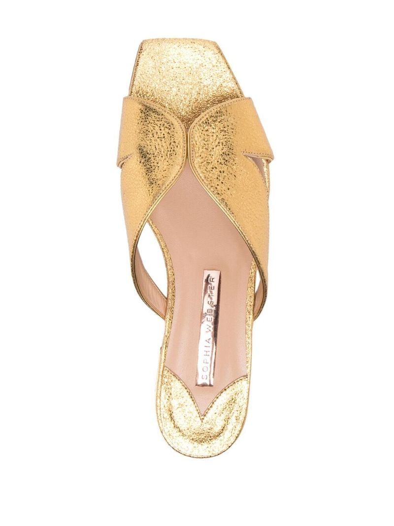 Gold Rita Metallic Leather Flat Sandals