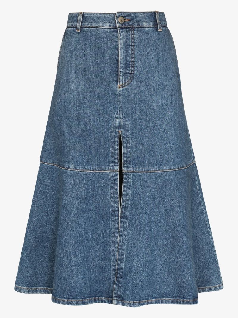A-line Denim Midi Skirt