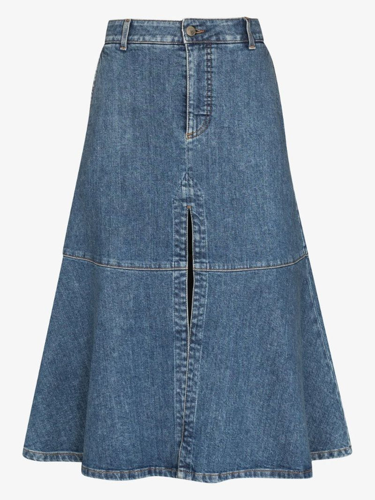 A-line Denim Midi Skirt