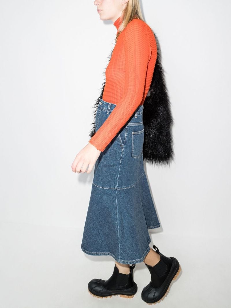 A-line Denim Midi Skirt