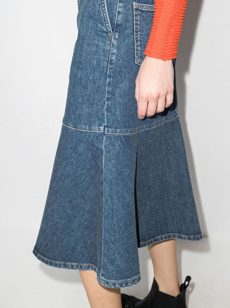 A-line Denim Midi Skirt