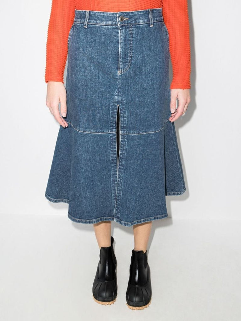 A-line Denim Midi Skirt