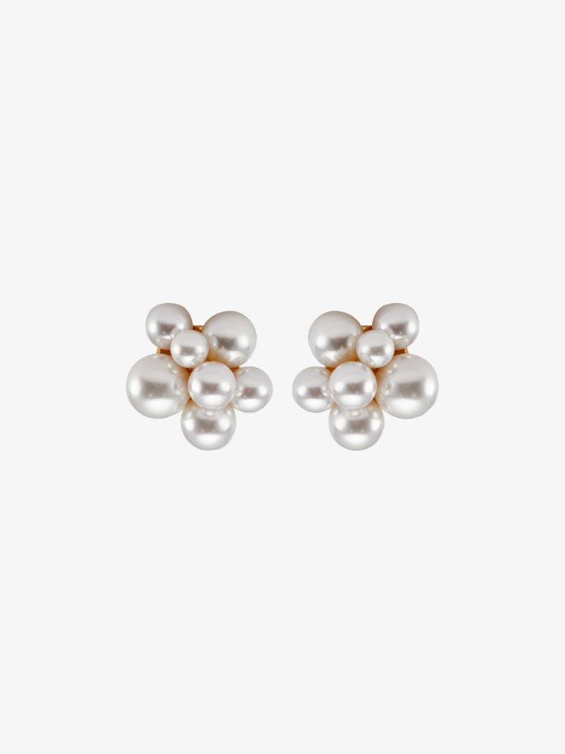 Gold-plated Pearl Cluster Earrings