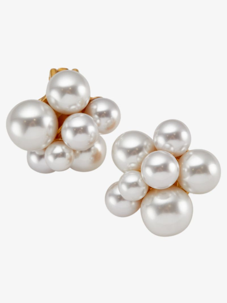 Gold-plated Pearl Cluster Earrings