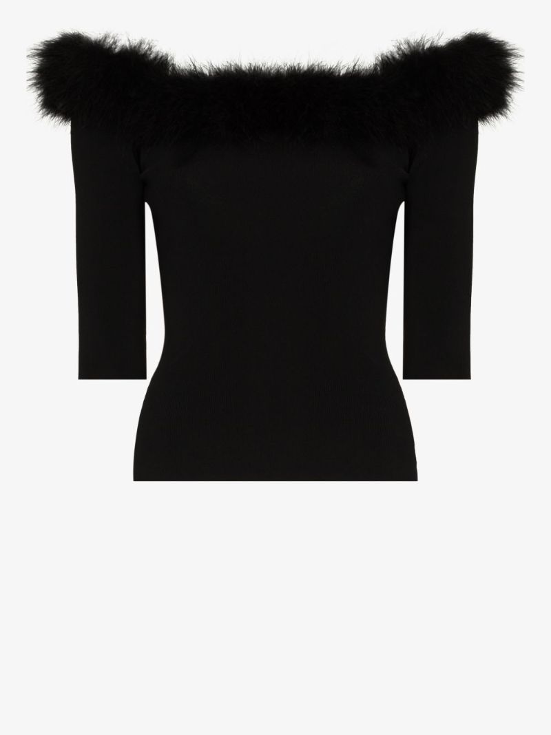 Off-the-shoulder Feather Top