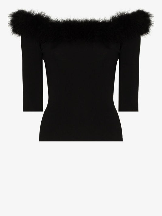Off-the-shoulder Feather Top