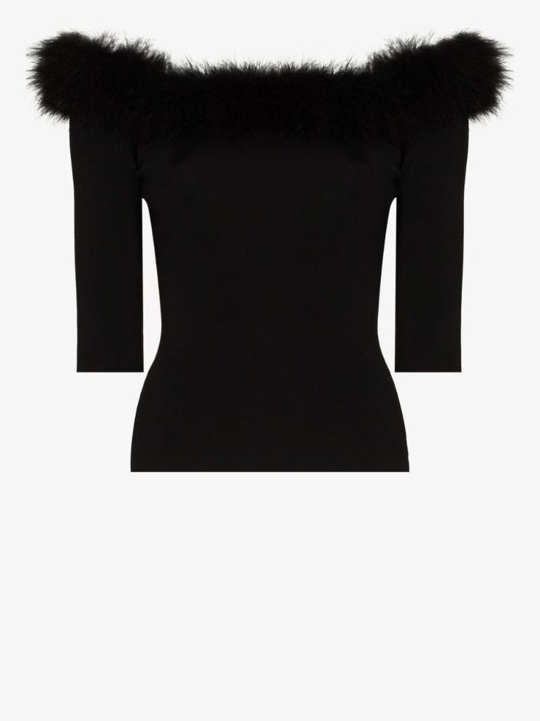 Off-the-shoulder Feather Top