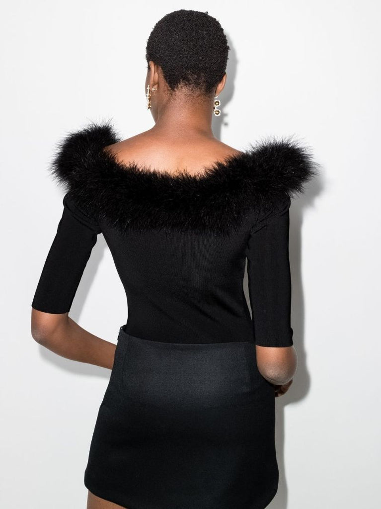 Off-the-shoulder Feather Top