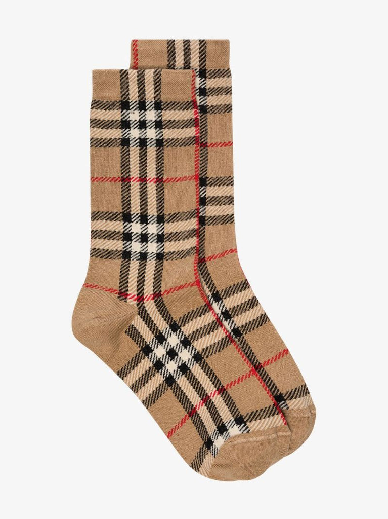Neutral Vintage Check Intarsia Ankle Socks