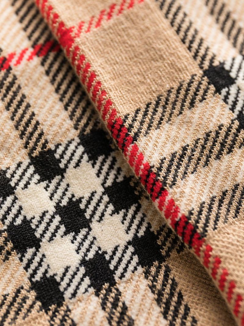 Neutral Vintage Check Intarsia Ankle Socks