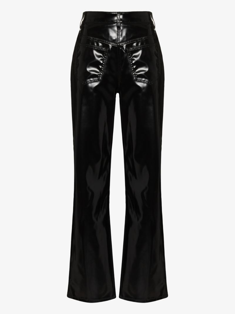 Reverse Faux Leather Trousers