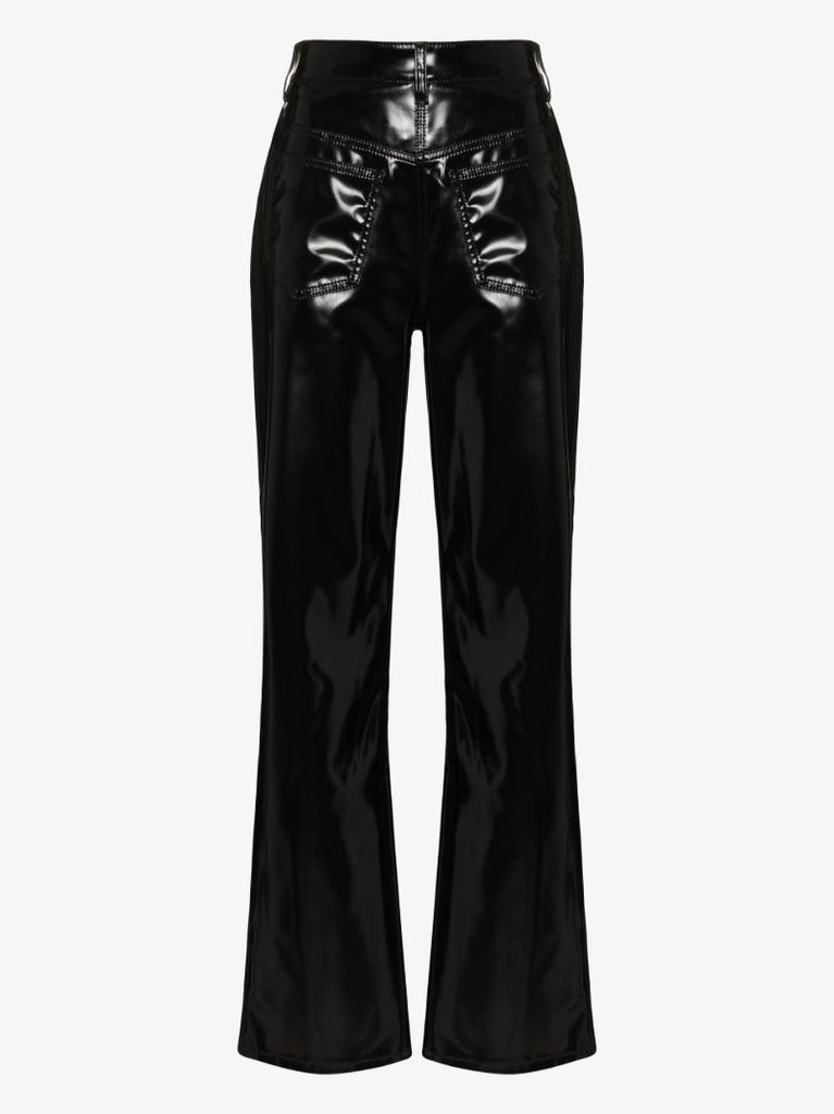 Reverse Faux Leather Trousers
